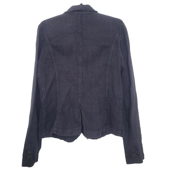 J.Crew 100% Linen Raw Hem Washed Utility Blazer Jacket M Navy Preppy Military - Picture 2 of 8